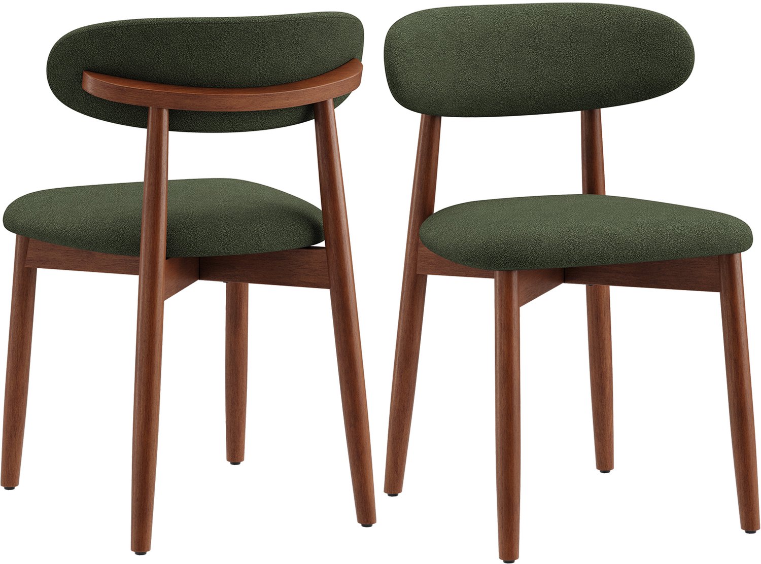 COLAMY Eetkamerstoelen Set van 2 - Gestoffeerde Stoelen met Stoffen Bekleding - Hoogwaardig Schuimkussen - Massief Houten Frame - Comfortabele Keukenstoelen Groen