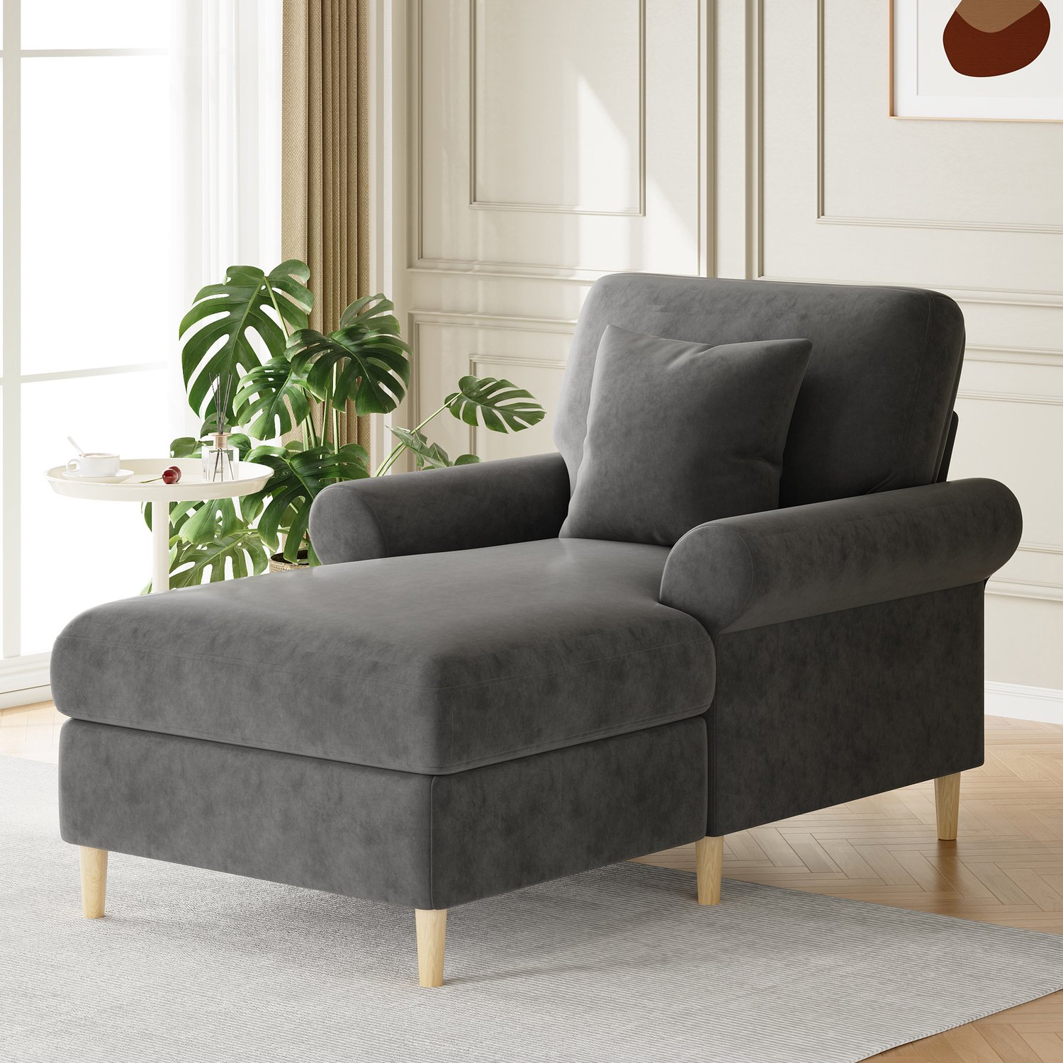 CHICFURN Relaxfauteuil - Vaste rugleuning - Met armleuningen - Grijs