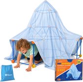 Kit de construction de Fort XL avec 122 pièces - Incl. Sac de rangement et livre électronique de devoirs - Jouets de construction - Jouets éducatifs - Jouets de construction - Construction de cabanes