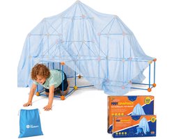 Fort Bouwpakket Megabundel met 191 Onderdelen - Incl. Opbergzak & E-book - Constructiespeelgoed - Speeltent - Educatief speelgoed - Bouwspeelgoed - Hut Bouwen