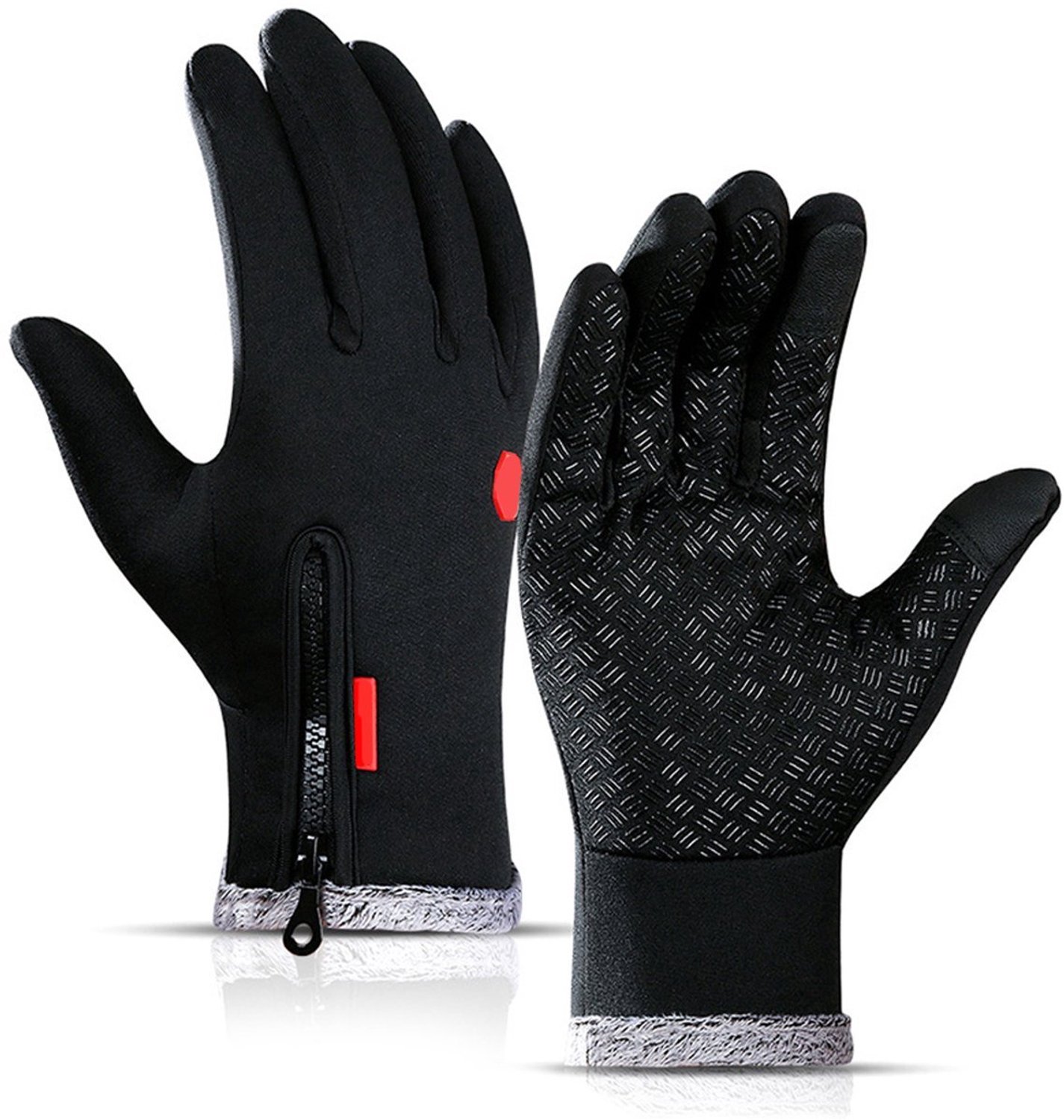 Handschoenen - Handschoenen winter - Fiets Handschoenen - Handschoenen heren - Winterhandschoenen - Thermo handschoenen - Touchscreen en Winddicht Waterdicht - Heren en Dames Zwart - 1 paar - XL