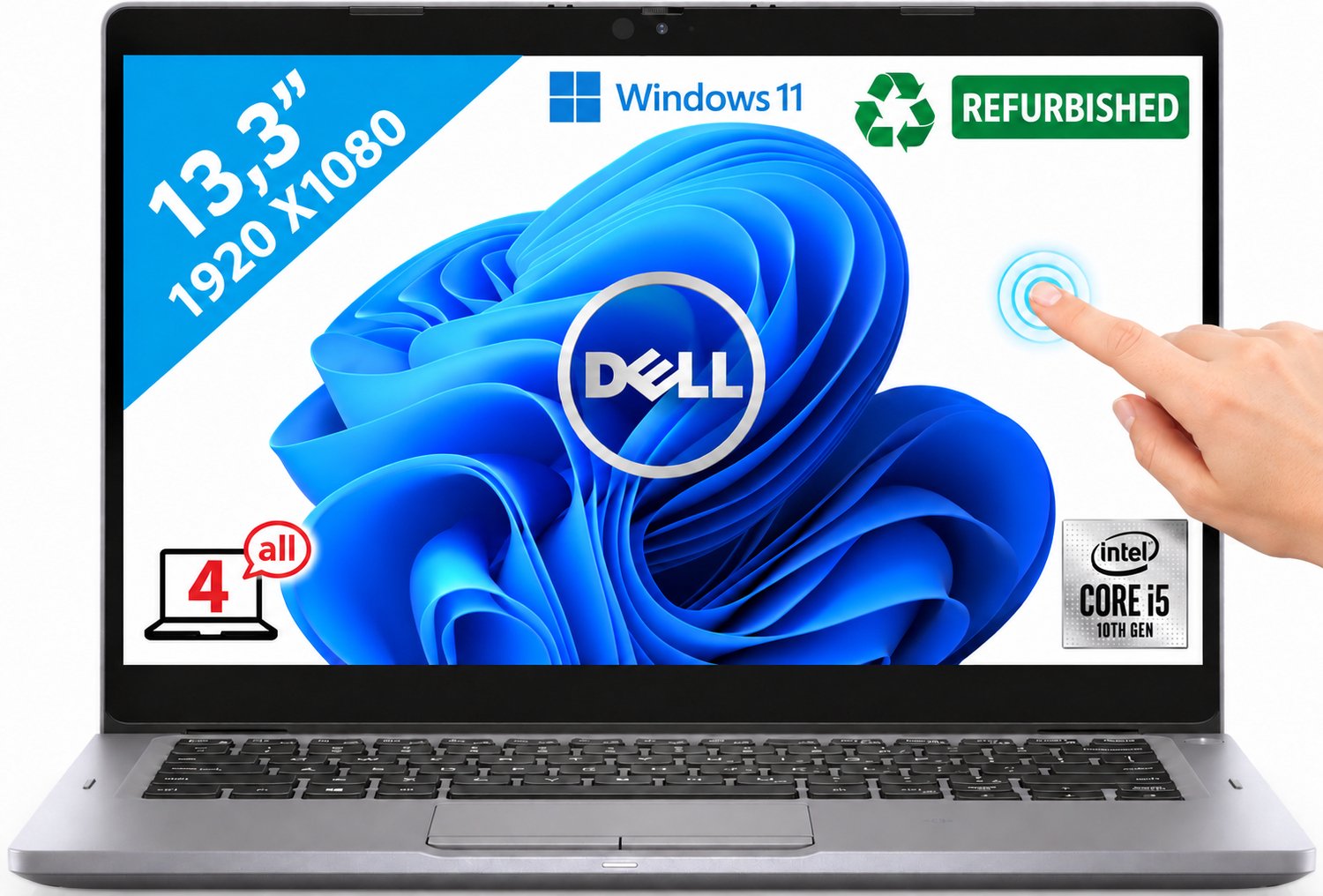 DELL Latitude 5310 2-in-1 Intel® Core™ i5 i5-10310U Hybride (2-in-1) 33,8 cm (13.3") Touchscreen Full HD 8 GB DDR4-SDRAM 256 GB SSD Wi-Fi 6 (802.11ax) Windows 10 Pro Grijs