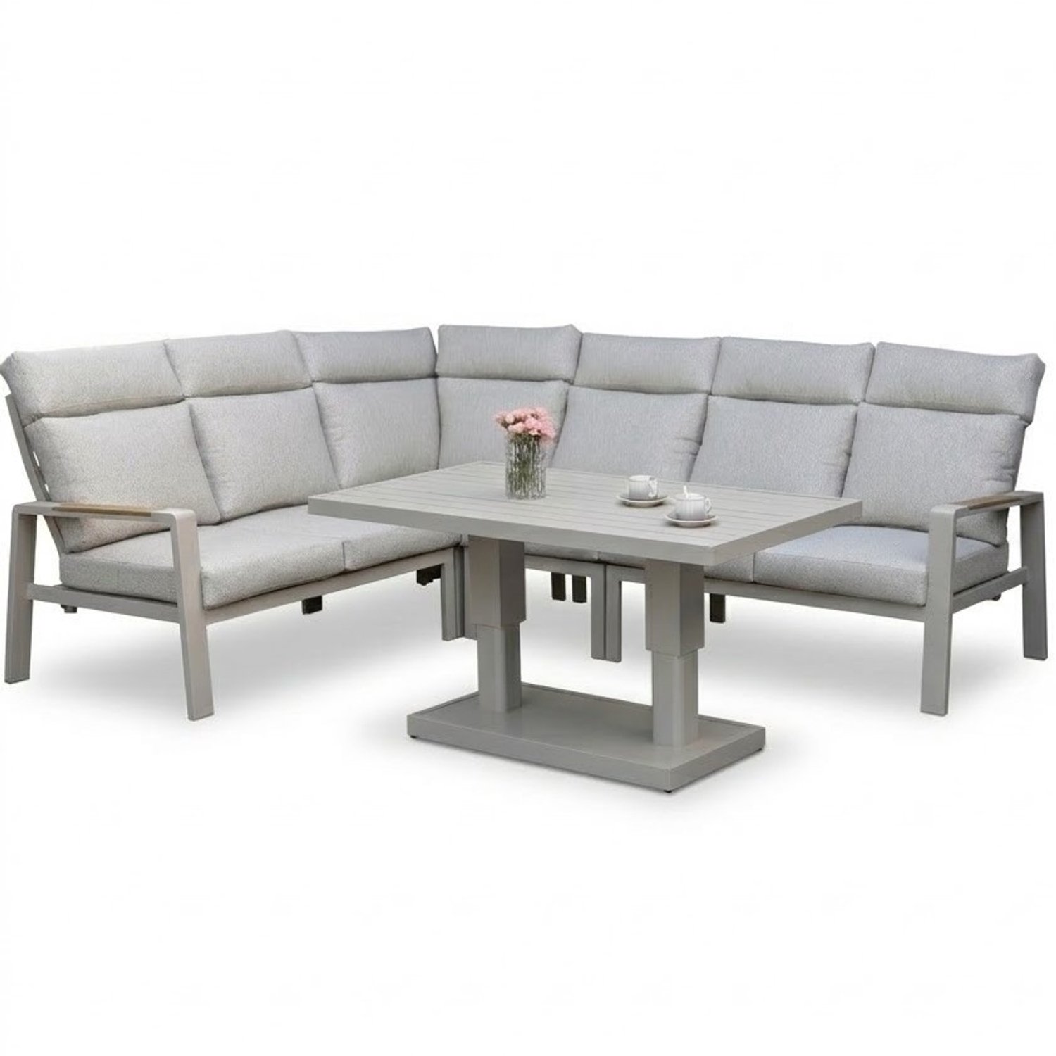 AVH-Collectie Ripasso dining hoek loungeset 5 delig met verstelbare tafel latte zand Zand / Latte / Linen