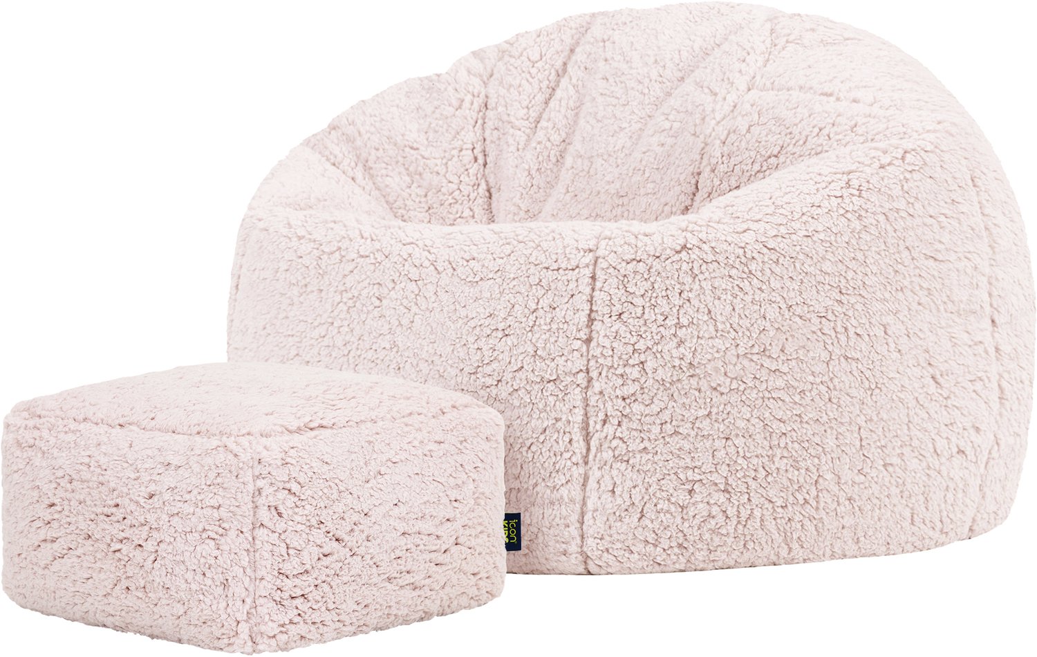 Icon Kingston Kinderzitzak met Poef - Bouclé - Roze