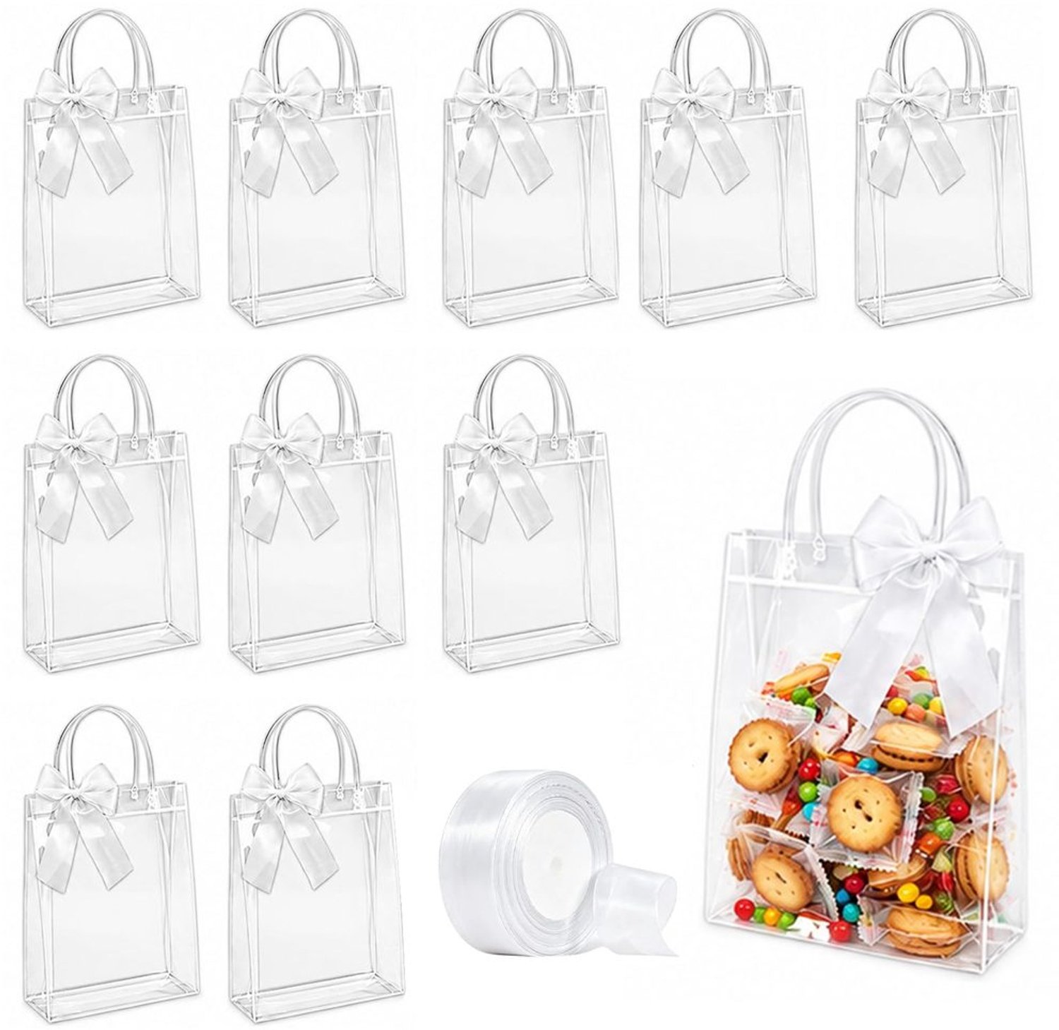 Transparante Cadeauzakjes met Handvatten, 10 Stuks