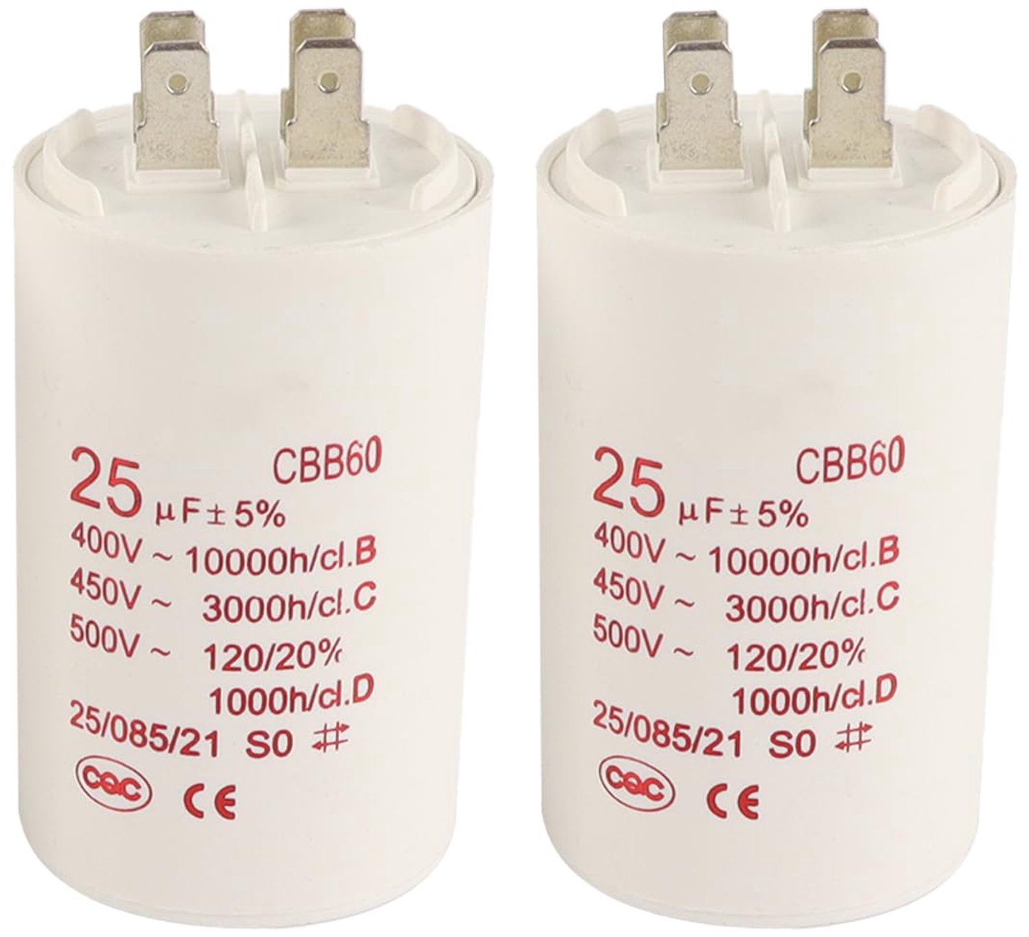 2 Stuks CBB60 Capacitor 25µF 450V voor Motoren