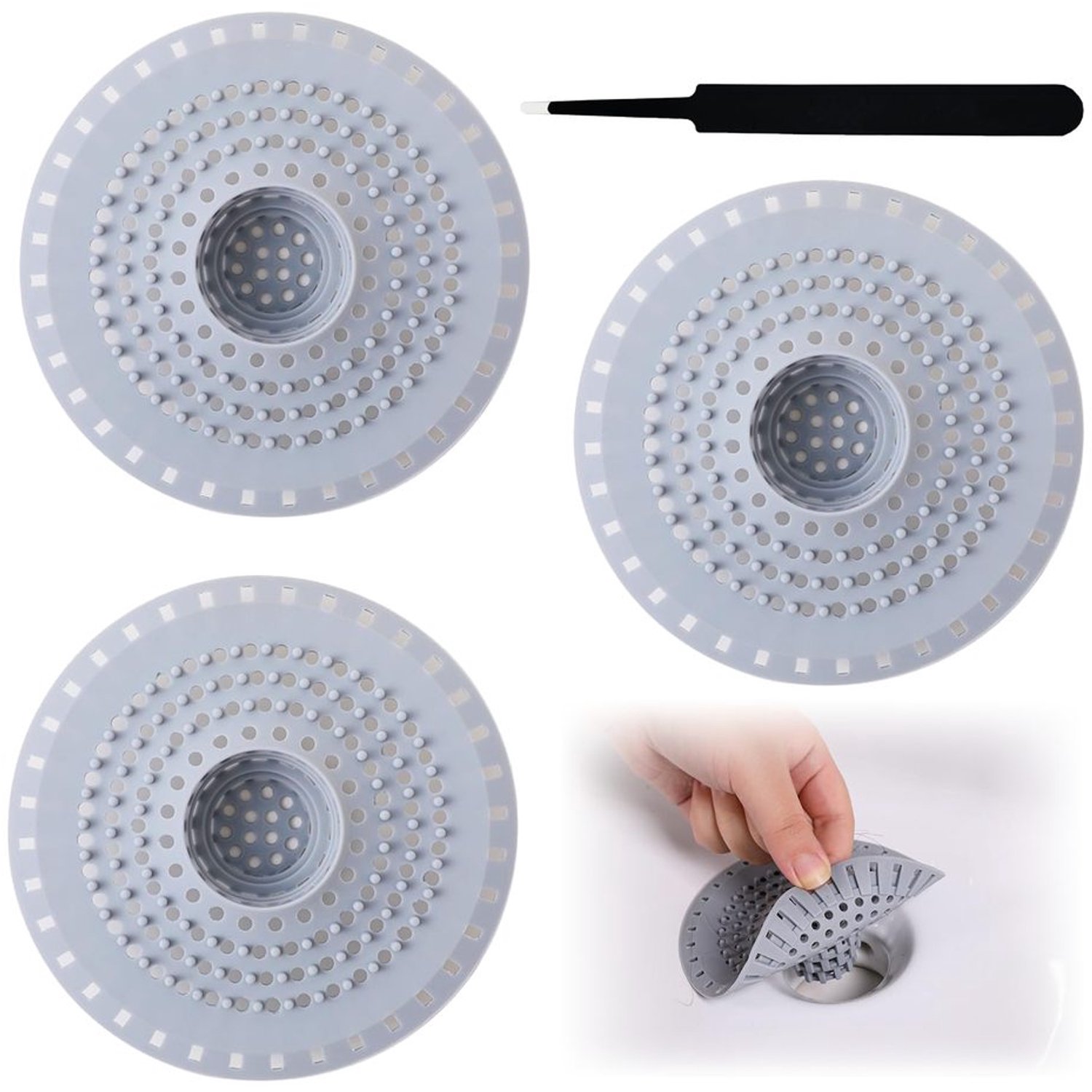 Set van 4 Silicone Afvoerzeven voor Douche en Wastafel