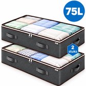 LifeLux Onderbed Opbergzak – Set van 2 XXL 75L – Opbergtas voor Kleding & Beddengoed – Met Rits en Transparante Bovenkant