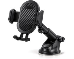 Telefoonhouder Auto 2-in-1 - Dashboard, Voorruit & Ventilatie - Telescooparm met Zuignap - Klem 55-95 mm - Zwart