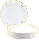 Matana – 25 Plastic Dessertbordjes, 19cm – Met Gouden Rand – Wit – Herbruikbaar & Stevig – Voor Bruiloften, Verjaardagen & Kerstmis