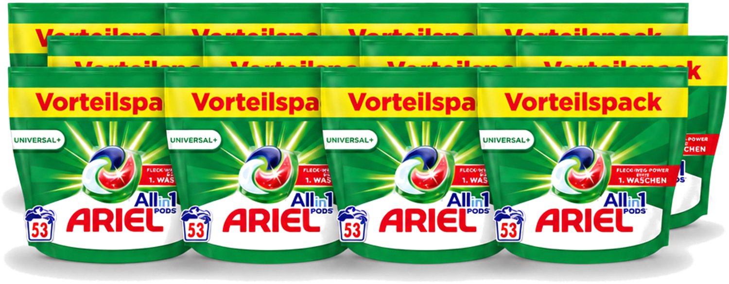 12 x Ariel – Pods All-in-1 – Original – 53 wasbeurten - Voordeelverpakking - 12 stuks