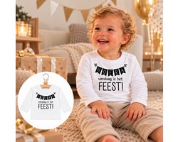 Verjaardags shirt jarig kind Hoera vandaag is het feest! | lange mouw| wit| maat 86 | verjaardags t-shirt voor de eerste 1e verjaardag shirt verjaardagshirt 1 een jaar outfit one cakesmash smash cake First Birthday Eerste cadeau 1 jaar Photoshoot