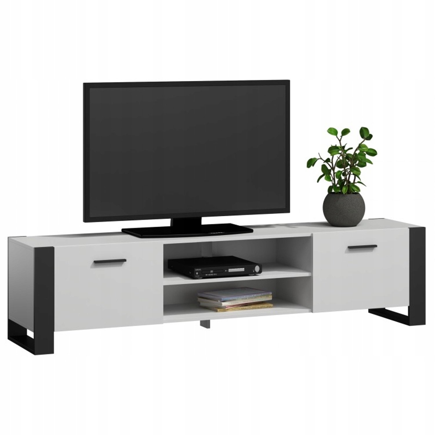 Per La Vita Alba Serie - Tv-meubel - 180 cm - Wit-zwart - Minimalistisch Wit;Zwart