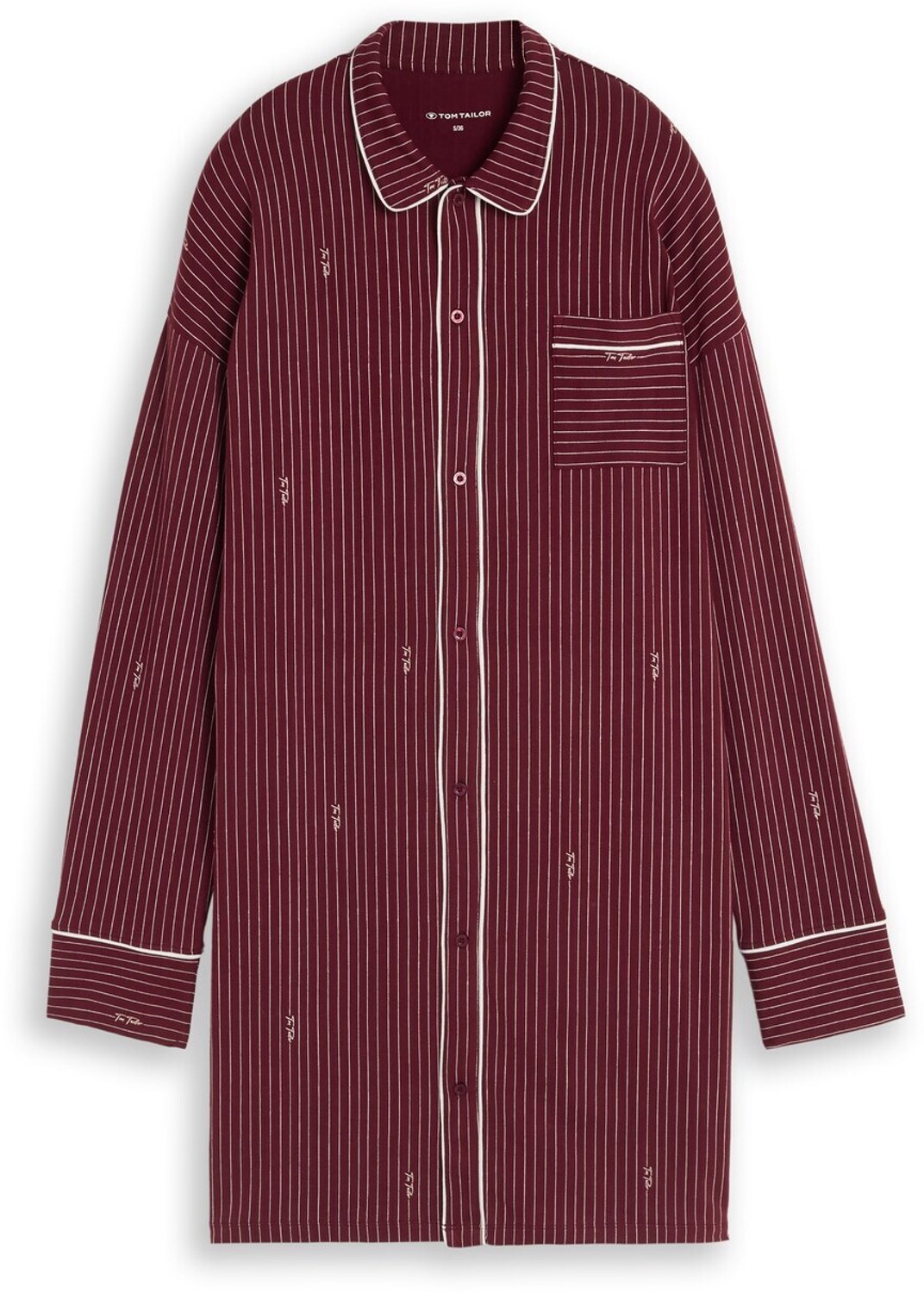 Tom Tailor Nachtjapon met streepmotief - red-medium-stripes