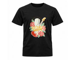 Stijlvol Rock n' Roll 'Turn it up' T-shirt – Minimalistische One-line Art, Casual Shirt voor Muziekliefhebbers