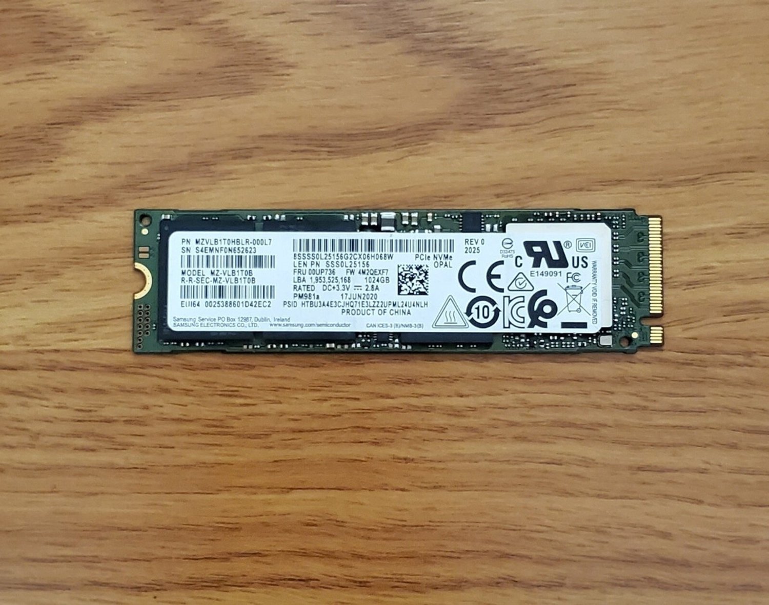 Samsung PM981 MZ-VLB1T00 - M.2 SSD - 1TB