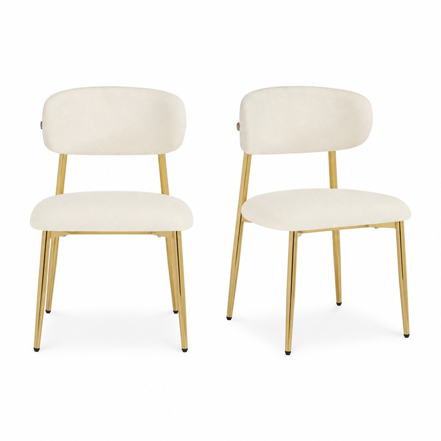 KOMHTOM 2 stuks moderne eetkamerstoelen, gestoffeerde stoelen met hoogteverstelling, goudkleurig frame, draagvermogen tot 125 kg, voor eetkamer en keuken (wit)