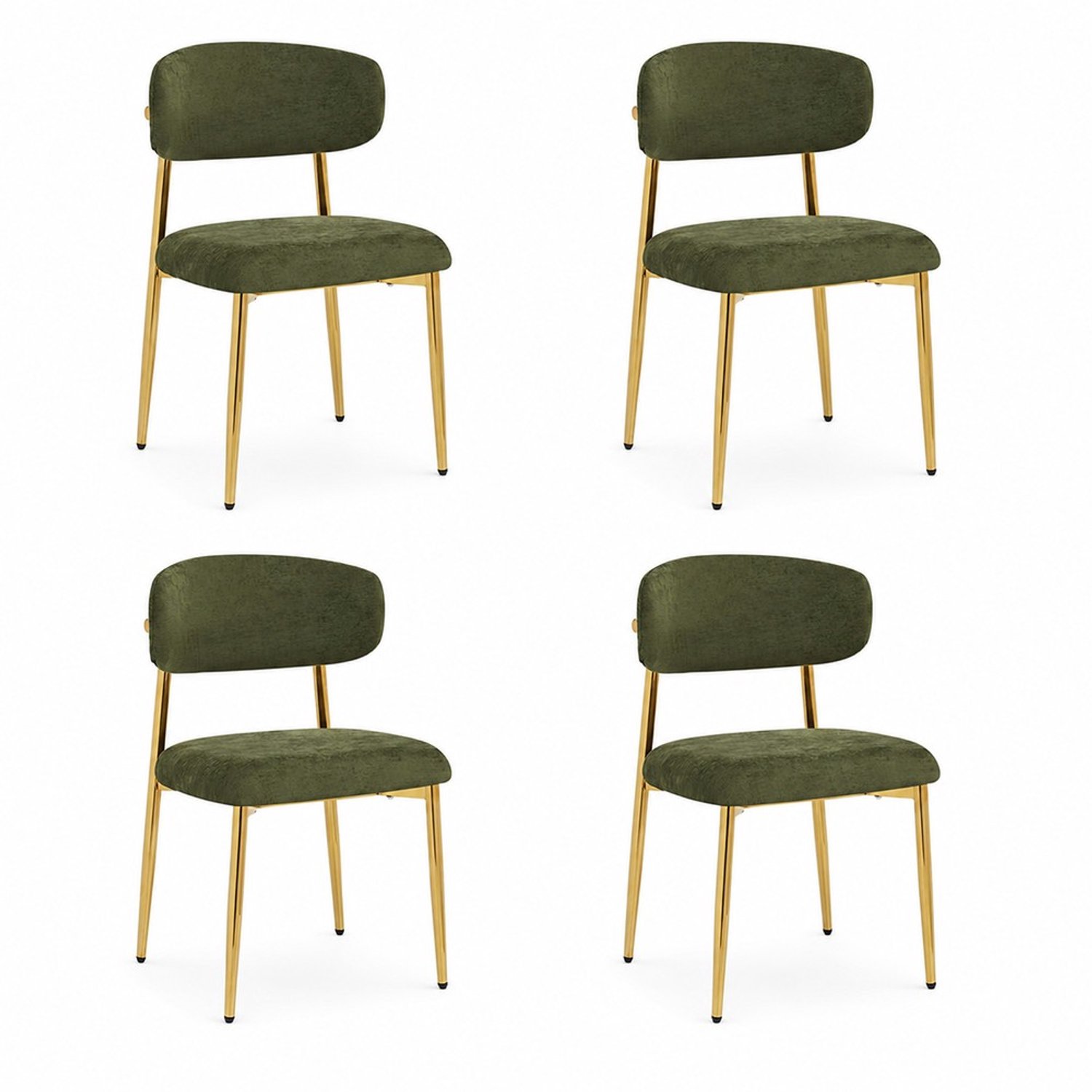 KOMHTOM 4 stuks moderne eetkamerstoelen, gestoffeerde stoelen met hoogteverstelling, goudkleurig frame, draagvermogen tot 125 kg, voor eetkamer, keuken (groen) Goudkleurig, Groen