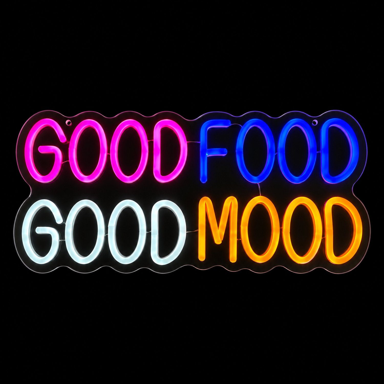 Neon Lamp - Good Food Good Mood - Dimbaar - Incl. Ophangmateriaal - Neon Sign - LED Lamp - Verlichting - Wandlamp