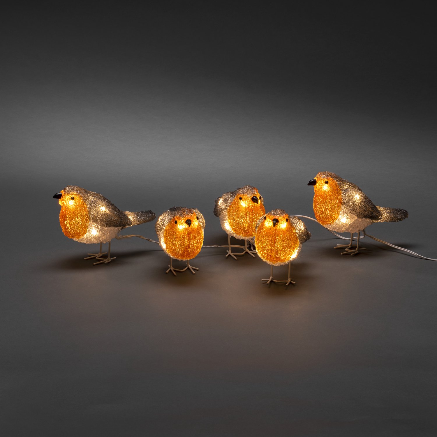 Konstsmide Roodborst vogeltjes - 3D kerstfiguur - Geel/Grijs - 11cm hoog - IP44 – foto 3