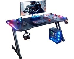 Gamingbureau Z-vormig - 120 cm Breed - Metaal - LED Verlichting - Computerbureau