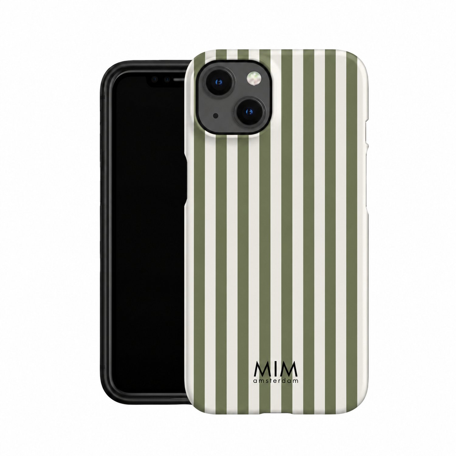 MIM Amsterdam - Green Flag - Geschikt voor iPhone 15 - Telefoonhoesje - Shockproof Case - Groen met Strepen – Striped Design - Beschermhoes - Trendy Phone Case