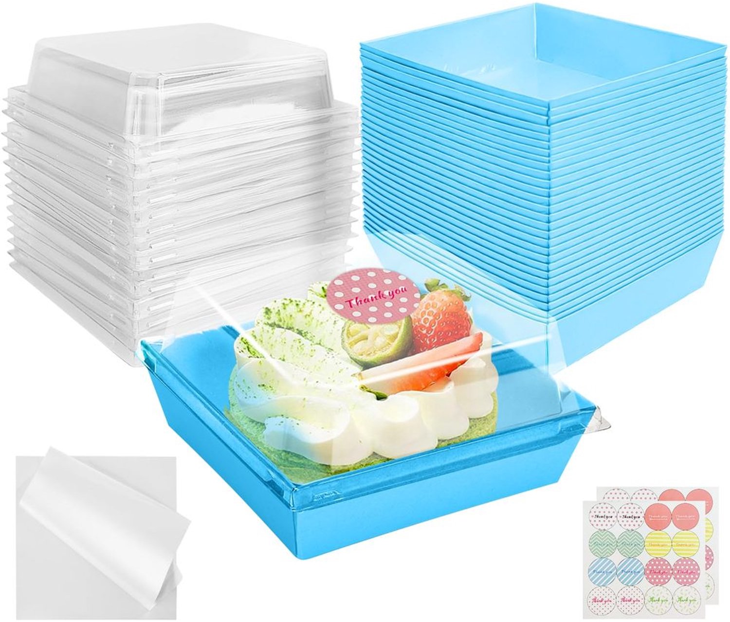 Set van 30 Herbruikbare Cakeboxen met Transparante Deksel