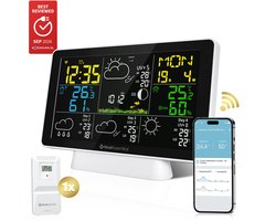 MostEssential Weerstation Wifi Edition - Plug & Play Installatie - Draadloos - Weerstation met Buitensensor - Hygrometer - Binnen en Buiten - 150 Meter Bereik - Inclusief App - Wit - 1 sensor