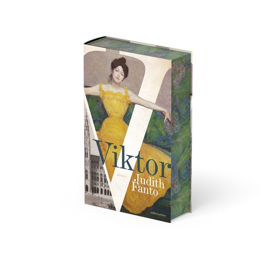 Boekomslag Viktor door Judith Fanto met een schilderij van een vrouw in gele jurk en een historisch gebouw.