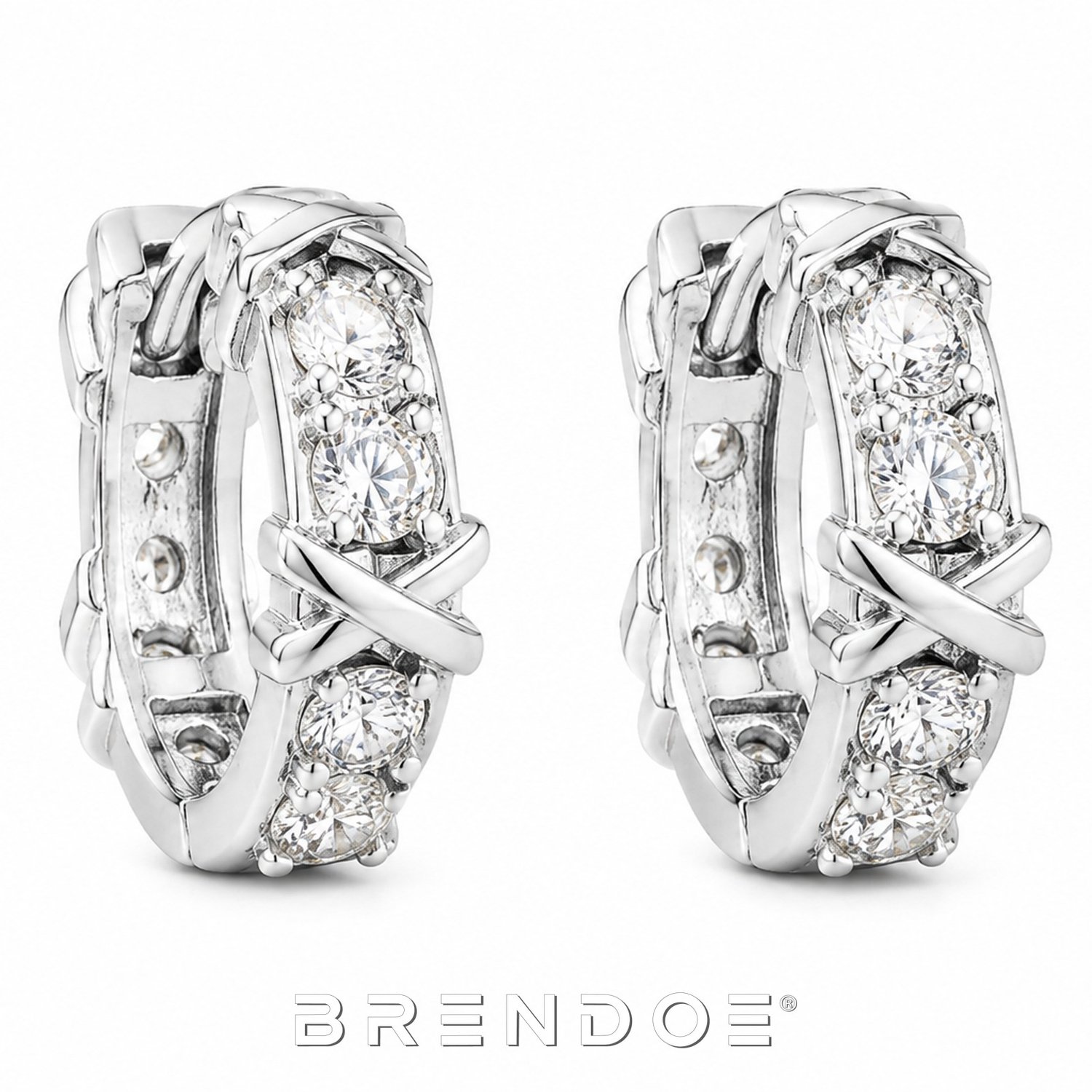 Brendoe Zilverkleurige Oorringen Dames – Geometrisch Design met Zirkonia – Elegante Statement Oorbellen