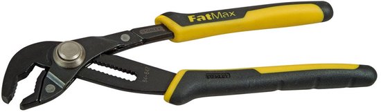 Stanley FatMax waterpomptang van 200mm met zwarte metalen bek en geel-zwarte ergonomische handgrepen.