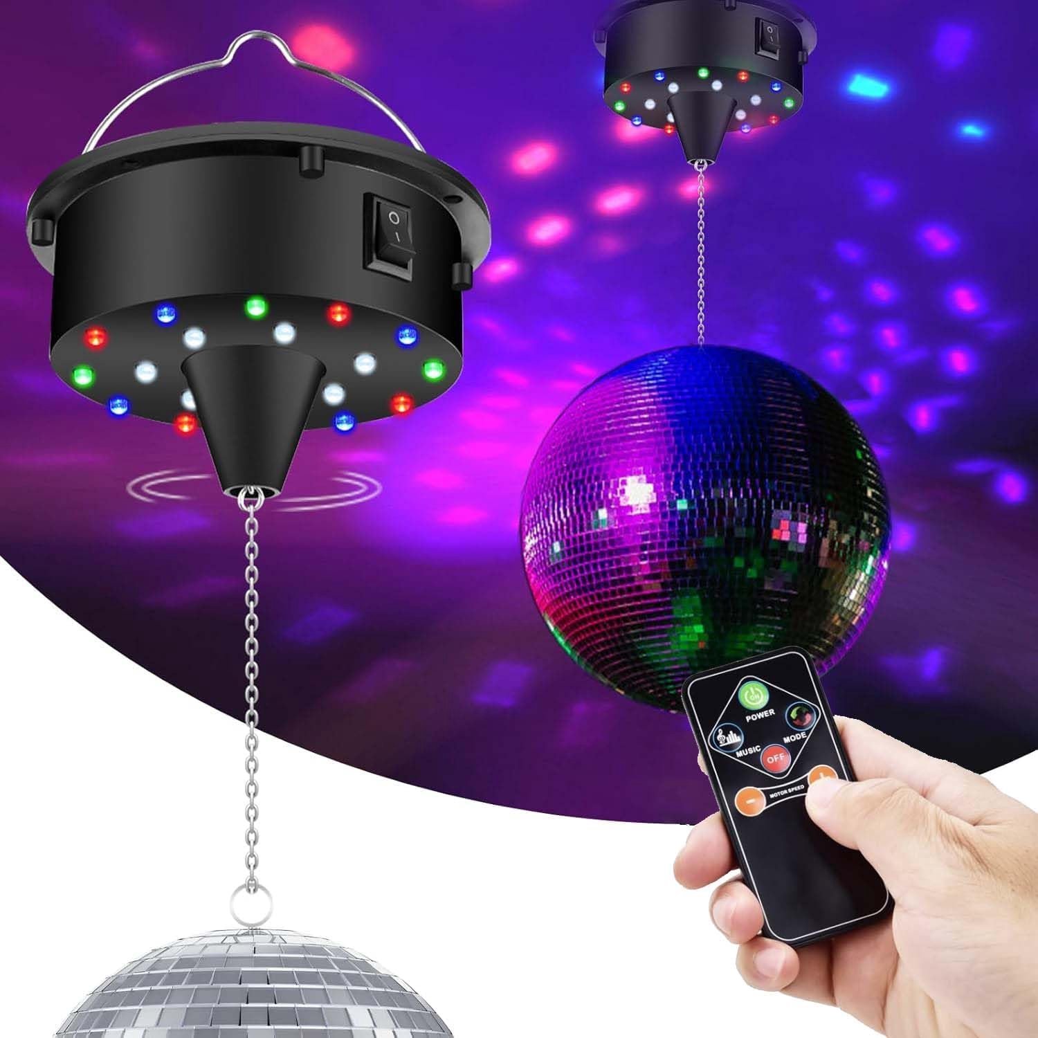 Discobal met verlichting, 4 kleuren en 18 LED-lichtjes