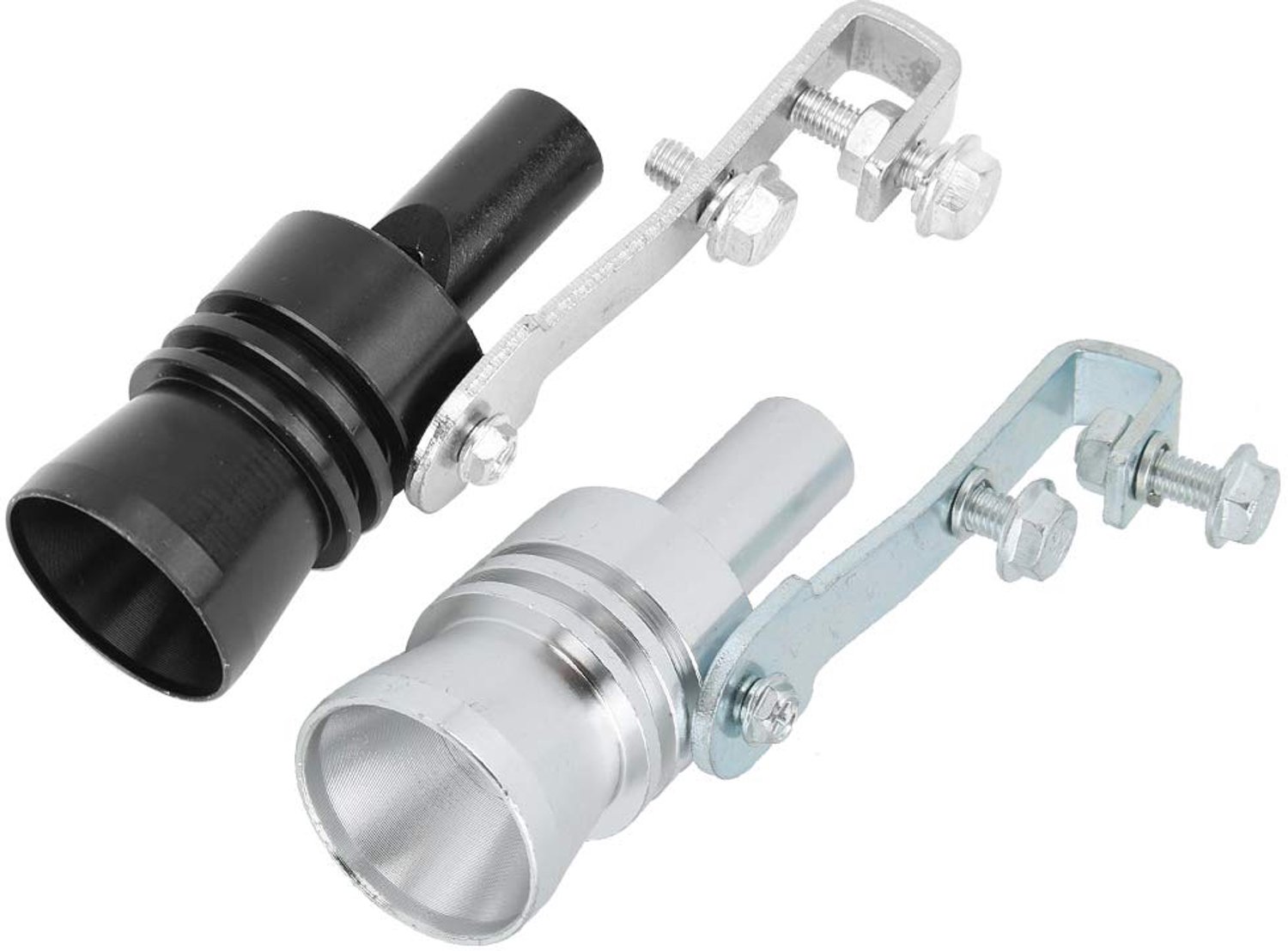 Uitlaatgeluid Booster - Turbo Geluid Fluitje - Aluminium Uitlaatpijp - Zwart/Zilver - Duurzaam Materiaal - Afmeting Gat 2 cm - Uitlaatfluitje