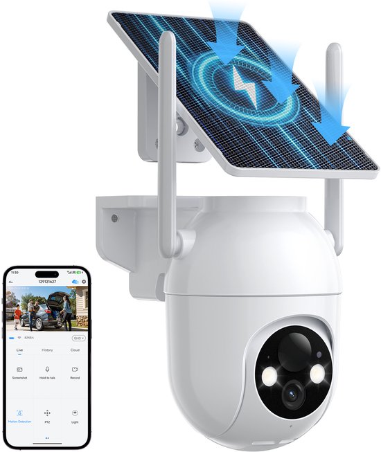 Konsoefuly DG201 Buiten Beveiligingscamera - 2K QHD(4MP) PTZ Solar Wifi Camera met Batterij - Kleurennachtzicht - IP66 Weerbestendig - 5200mAh Batterij - Beveiligingscamera Met WiFi en App — afbeelding 2