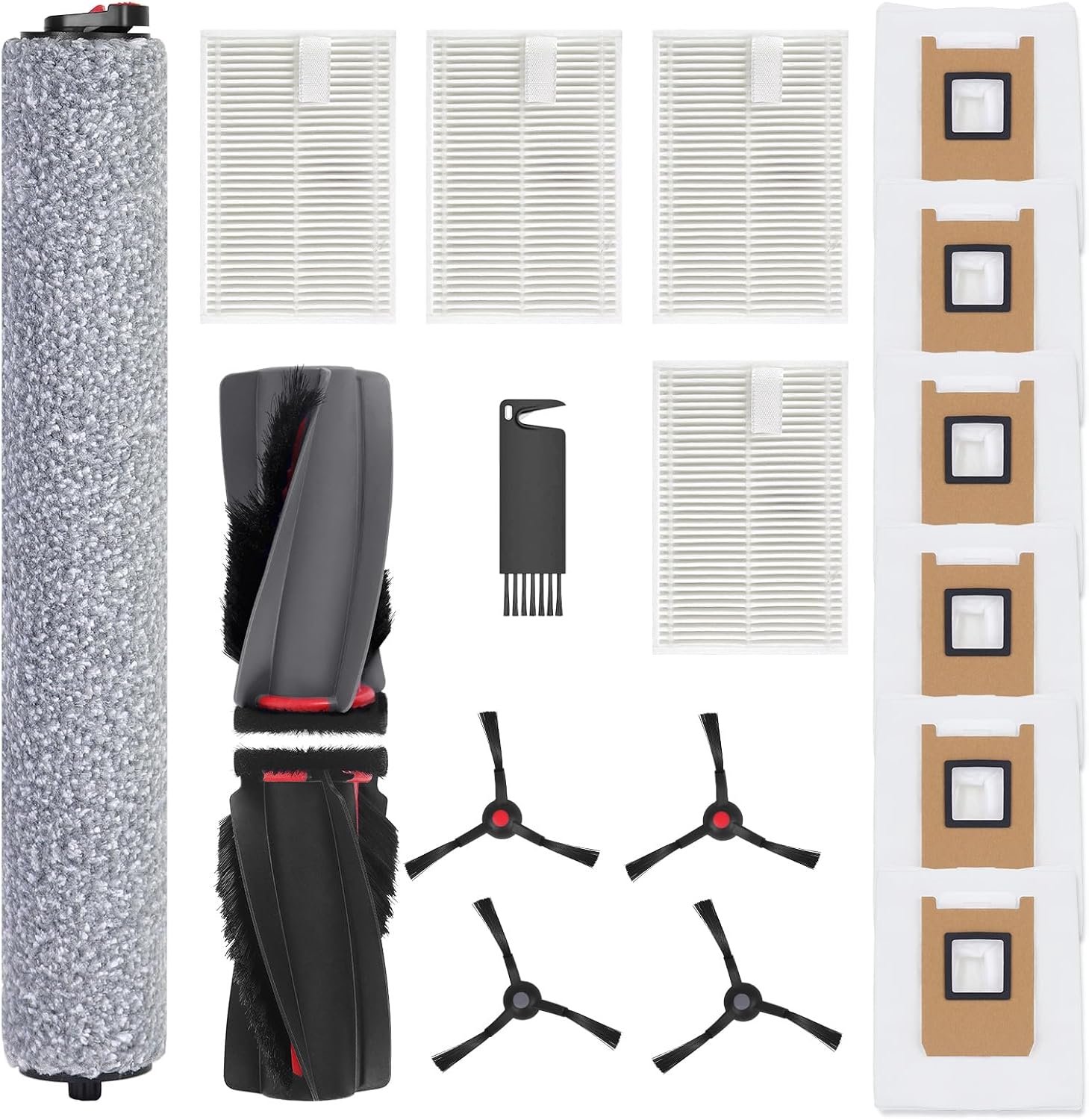 Pyreta - C28 Accessoires Vervanging geschikt voor eufy C28 Omni Stofzuiger, C28 Accessoires Kit Inclusief 1 Hoofdborstel, 1 Roller Mop, 4 Zijborstels, 4 HEPA-filters, 6 Vervangende Stofzakken