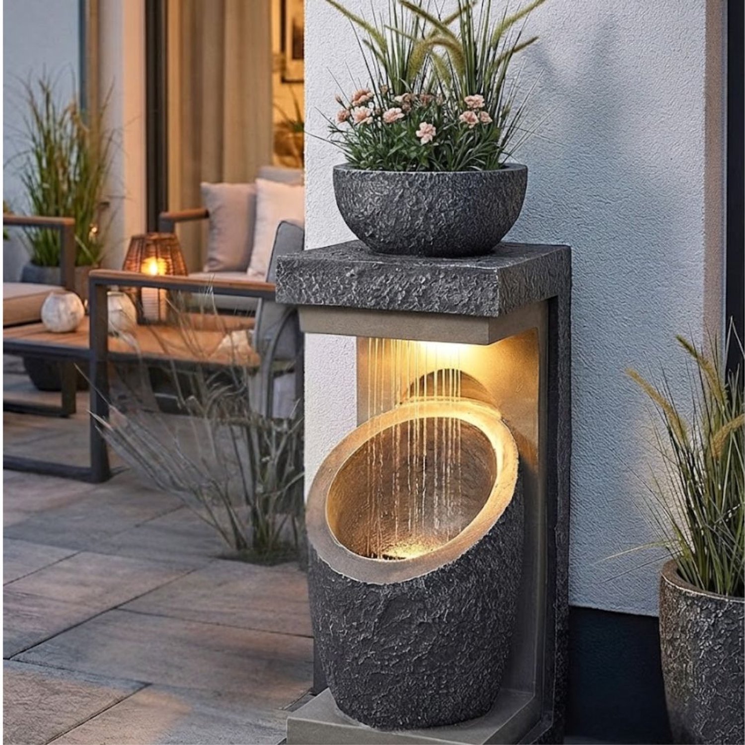 Vantivo® Kamerfontein - Binnenfontein - Waterornament-Grijs