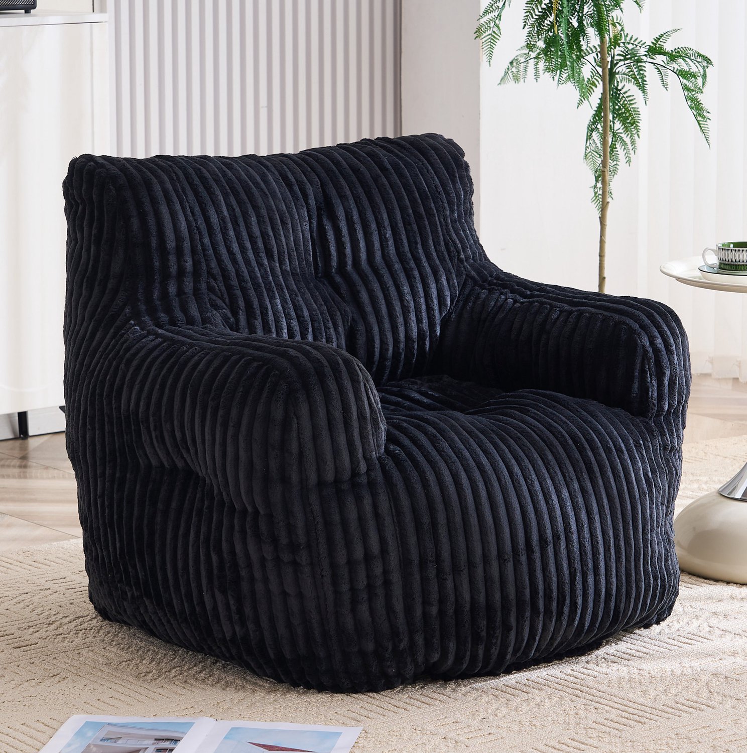 CHICFURN Zitzak - Met armleuningen en rugleuning - Cordstof - Zwart