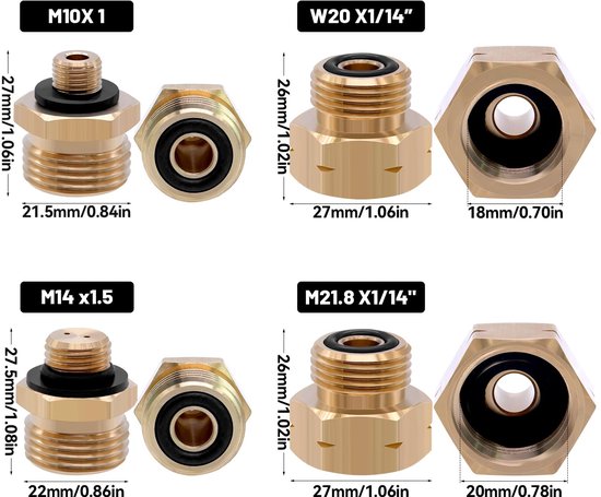 Set van 4 Gasfles Adapters voor Europa — afbeelding 2