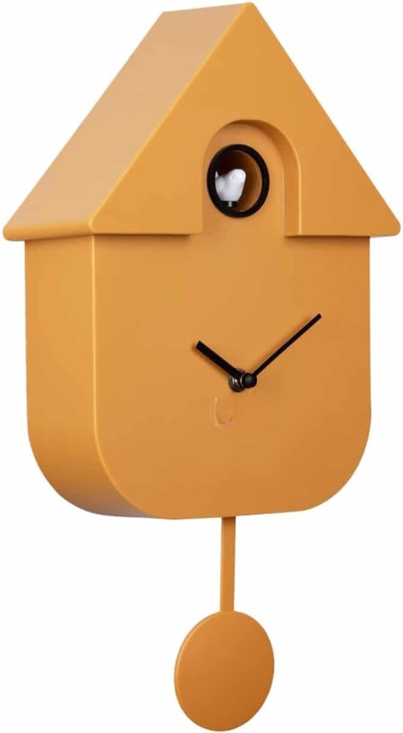 Levo® Koekoeksklok Modern - Wandklok - 8,5x21,5x41cm - Geel-9 cm x 22 cm x 41 cm