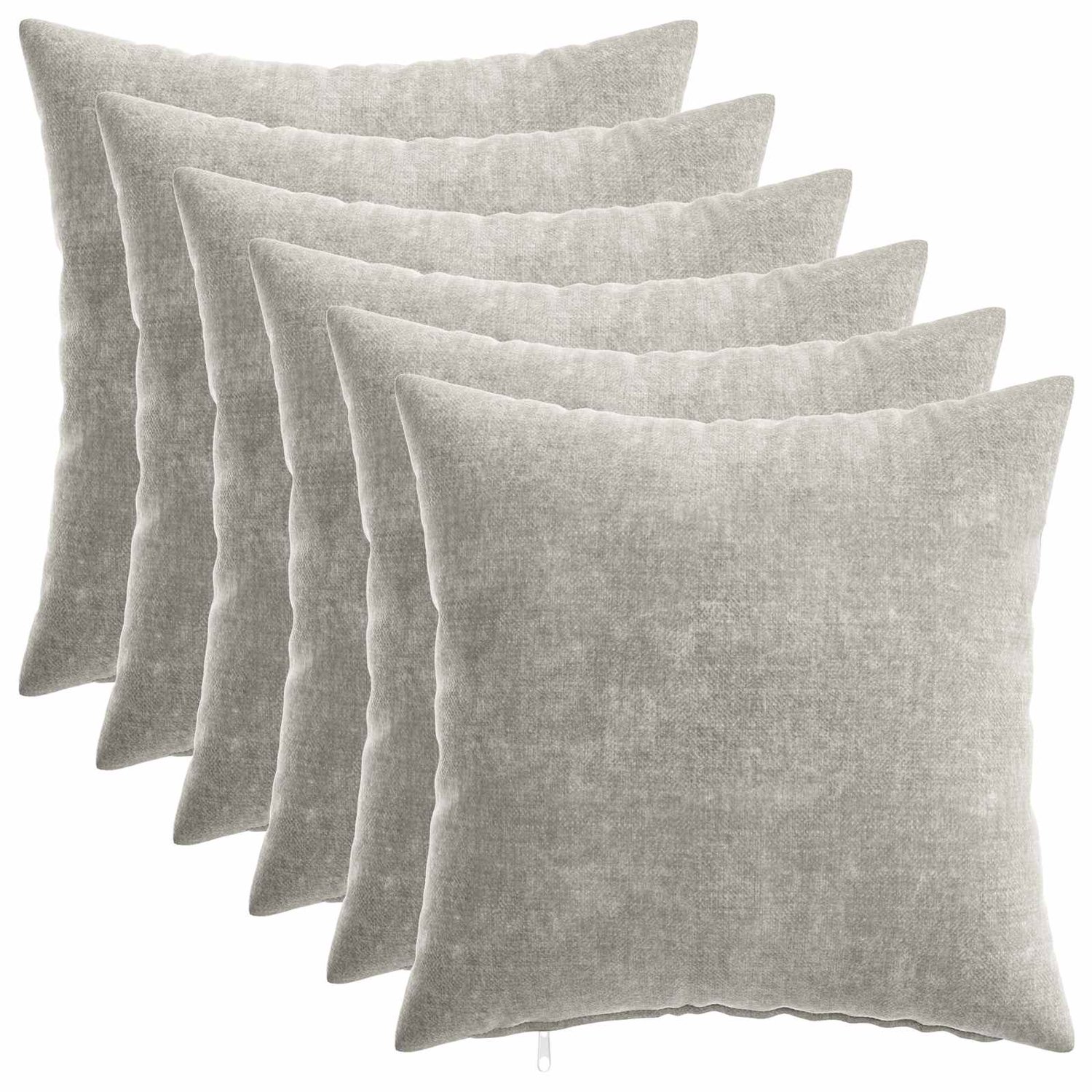 vidaXL Dekenkussen - 6 - st - HEERLEN - Lichtgrijs - 35 - x - 35 - cm - Chenille - Stof