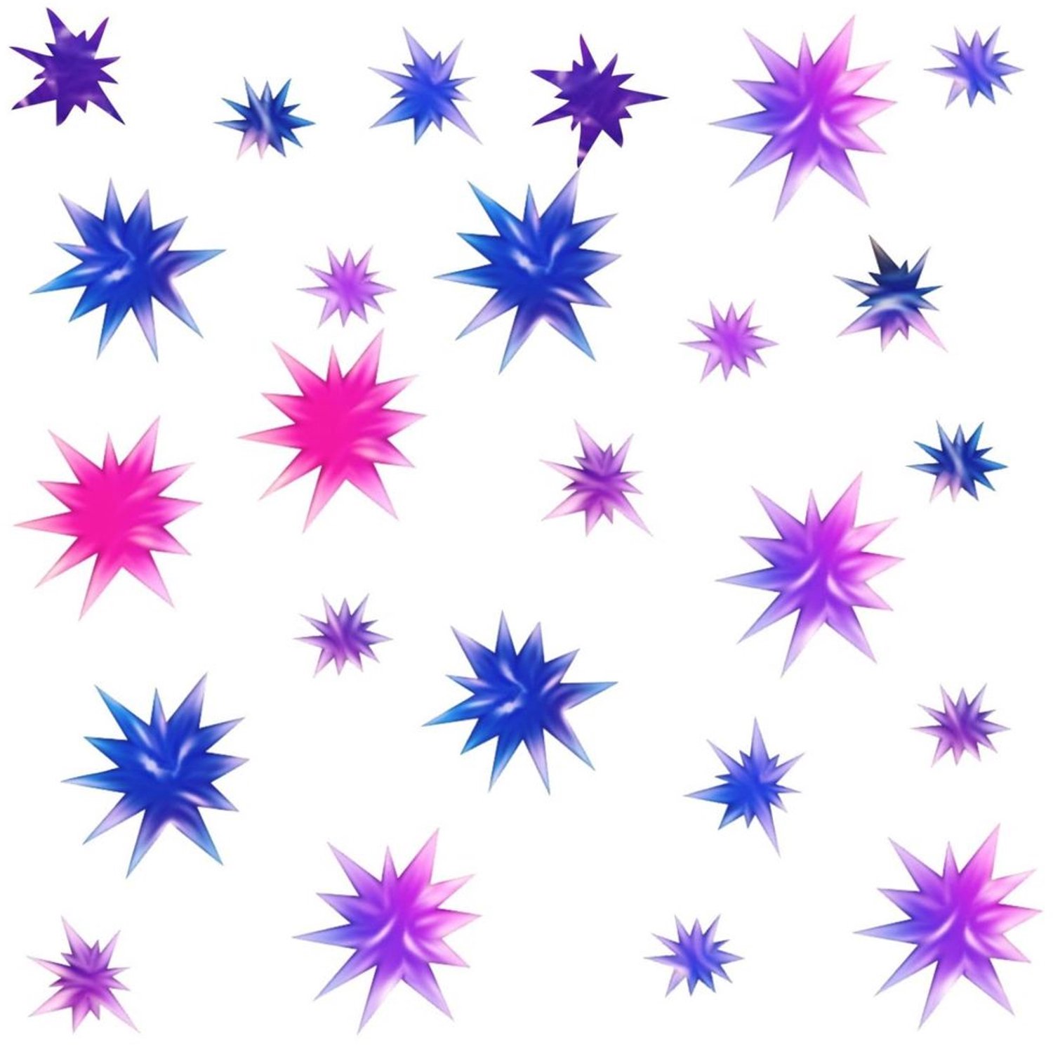 Muurtattoo sterren paars roze aquarel - Muurdecoratie voor kinderkamer