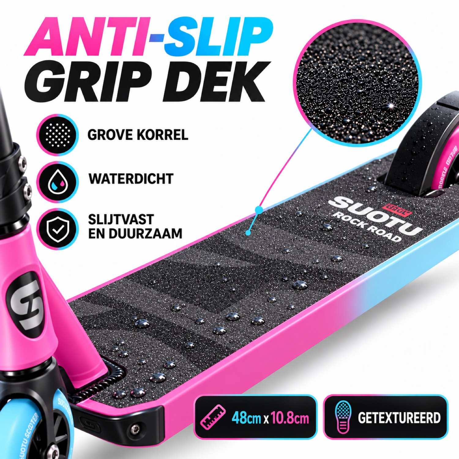 Suotu Stuntstep - Step - Kinderstep - Silent axle - Speelgoed Jongens/Meisjes - Maximale stuurhoogte: 78 cm - Aluminium -Blauw/Roze — afbeelding 6