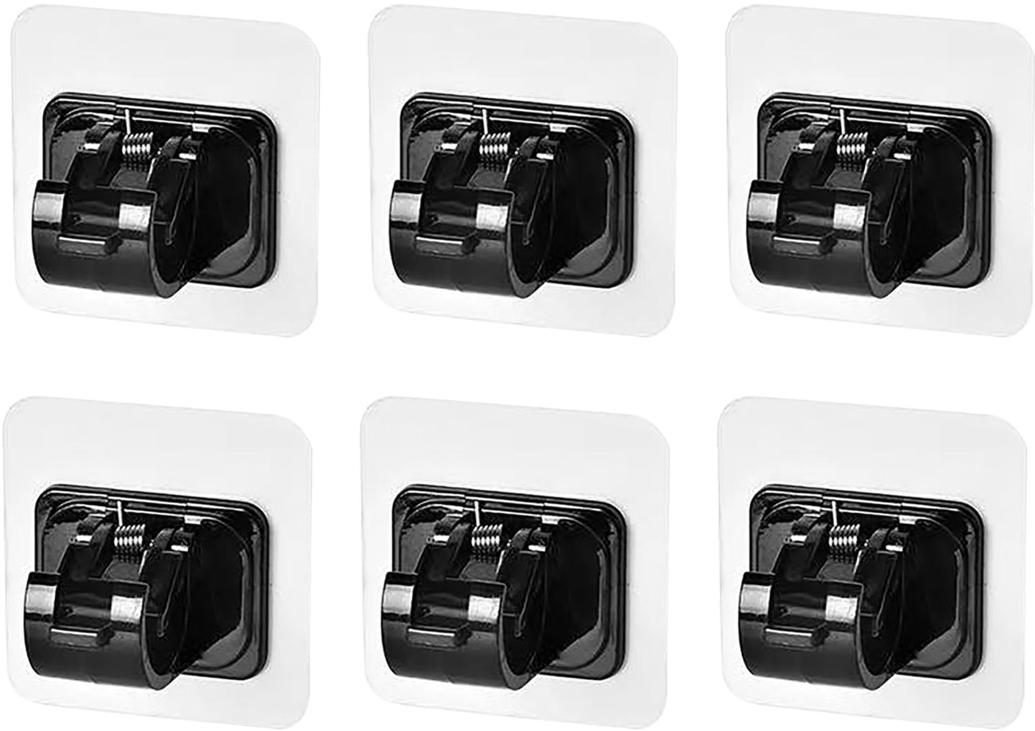 Set van 6 Zelfklevende Gordijnroedehouders - Zwart