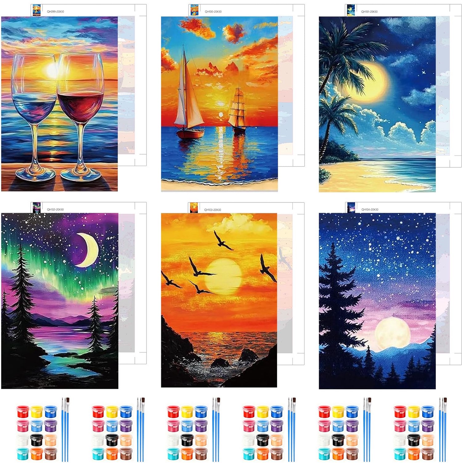 Schilderen op Nummer Set voor Volwassenen en Kinderen - Zonsondergang Landschap op Canvas