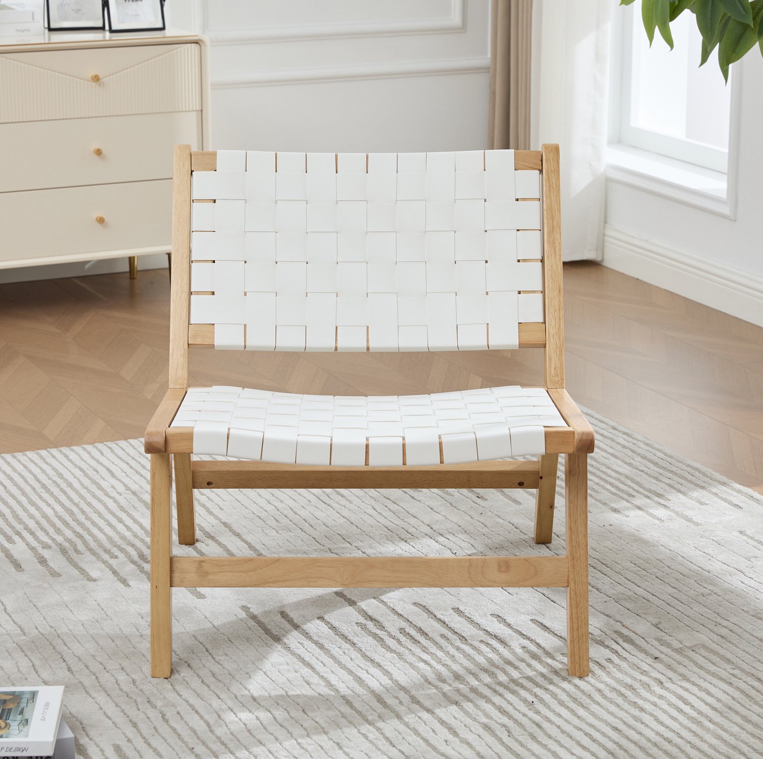 MODFU - Fauteuil - Gevlochten Zitting - Industrieel Design - Binnen En Buiten - Hout - Wit
