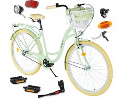 Davi Lila – Stadsfiets – 28 inch – 1 versnelling – Terugtraprem/V-brake – Lage instap – 160-185 cm – Groen/Creme
