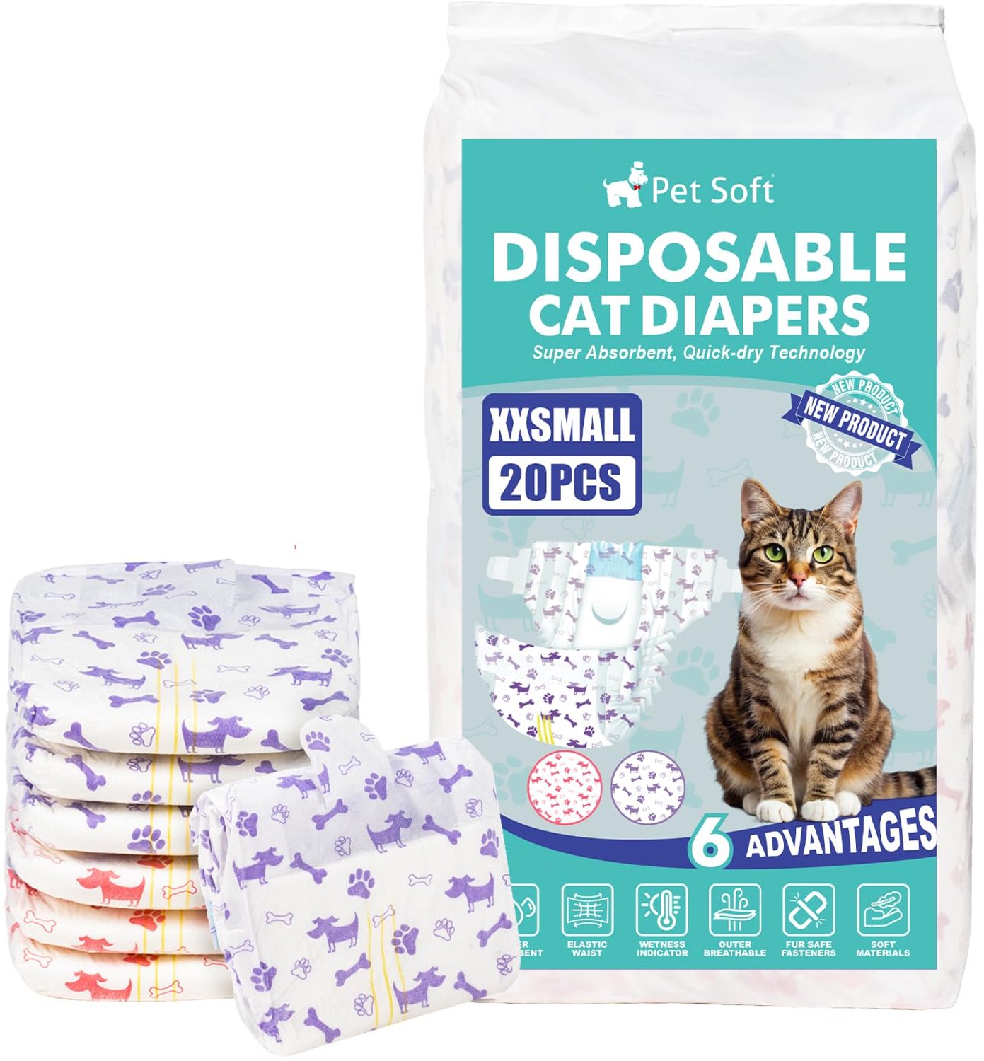 Disposable Honden- en Kattenluiers - 20 stuks - XXS