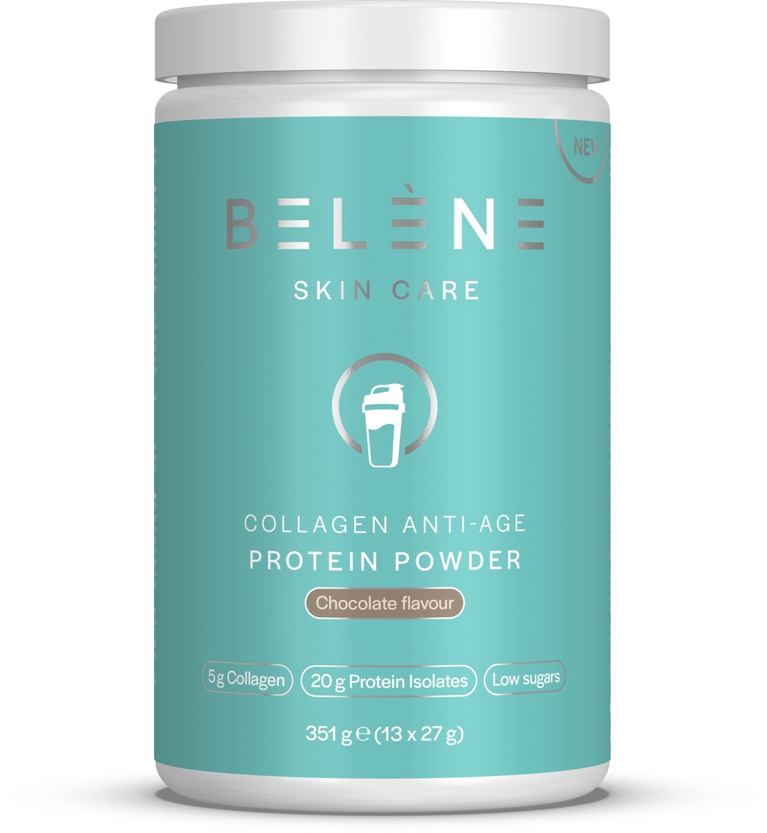 Belène | Collagen Anti-Age Protein Powder – 350g – 2-in-1 Beauty & Performance | Stralende Huid & Sterke Spieren – 5g Collageen – 20g Eiwitten – Vitamine C – Chocoladesmaak
