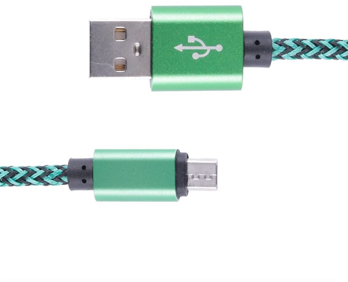 USB kabel 2 meter - micro USB naar USB - nylon gevlochten - ideaal voor opladen en synchroniseren - ShopVlot