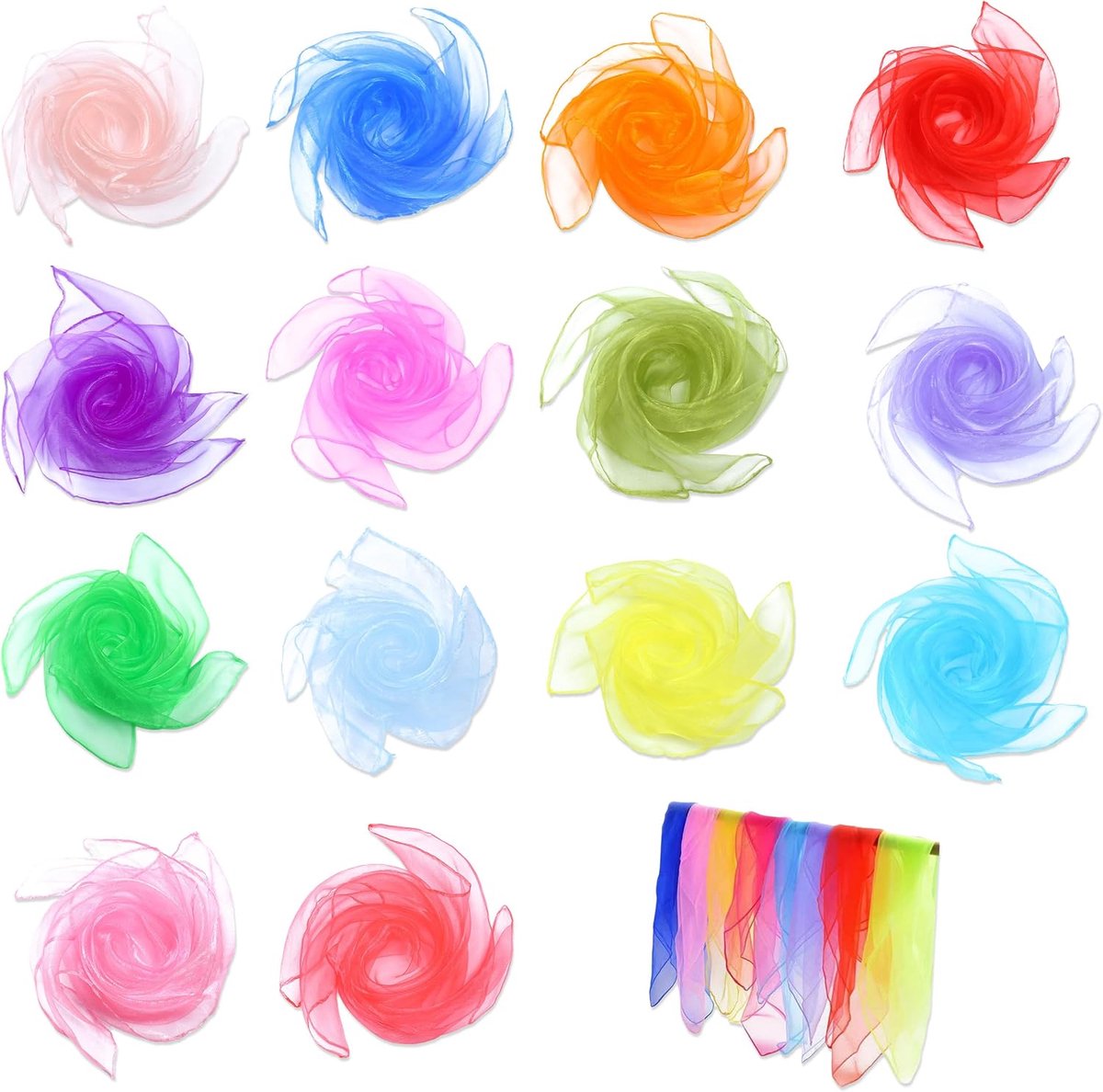 Jongleerdoeken 60 x 60 cm - Multicolor Kunstzijde - Set van 14 stuks - Perfect voor dans en creatieve activiteiten - ShopVlot